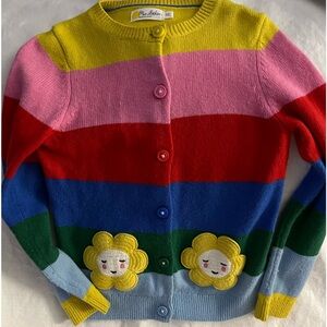 Mini Boden button up multi colored sunflower sweater. Girl size 7.  Worn.
